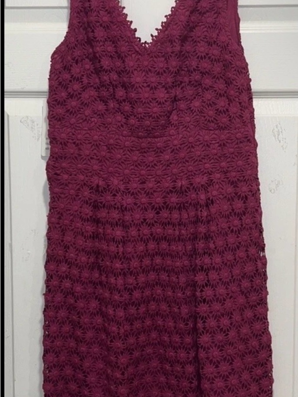 Yoana Baraschi Burgundy Crochet Midi Dress